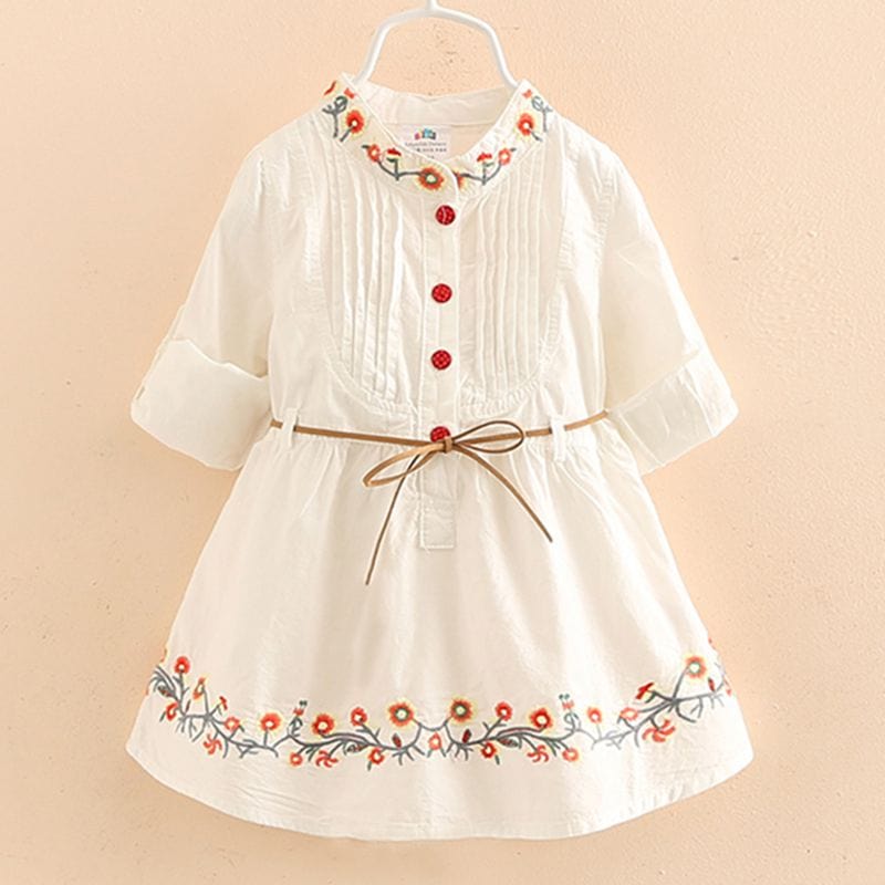babies and kids Clothing White / 3T "Paula-Ann" Girl's Embroidered Dress -The Palm Beach Baby