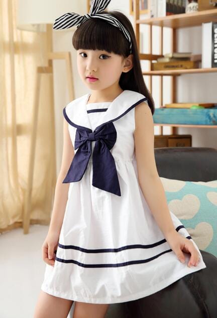 babies and kids Clothing White / 8T "Sailor Girl" Nautical-Inspired  Dress -The Palm Beach Baby