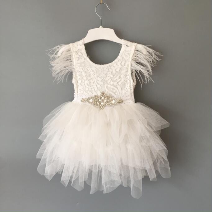 babies and kids Clothing white tulle / 100(2-3Y) "Cecilia" Special Occasion Party Dress -The Palm Beach Baby
