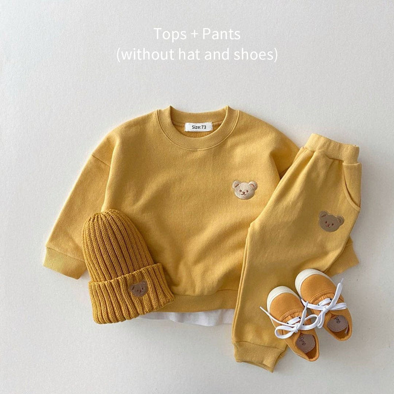 babies and kids Clothing Yellow / 6M "Bear Cutie" 2 PC  Warm-Up Set -The Palm Beach Baby