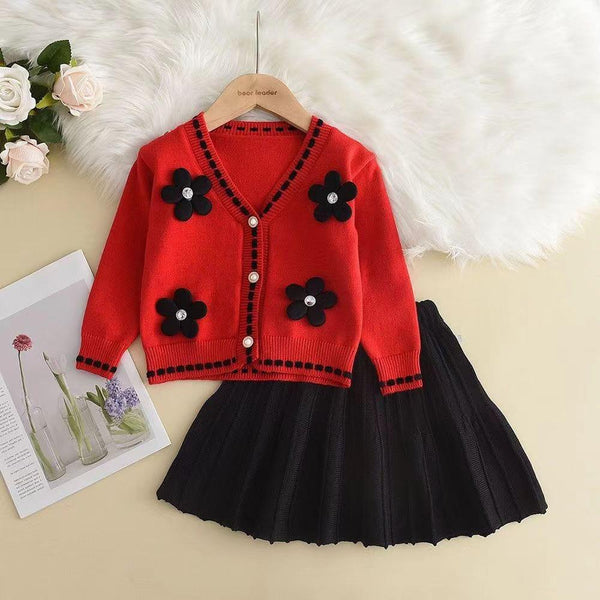 'Vanessa' Knit Skirt Set for Girls - 3 Chic Colors - The Palm Beach Baby