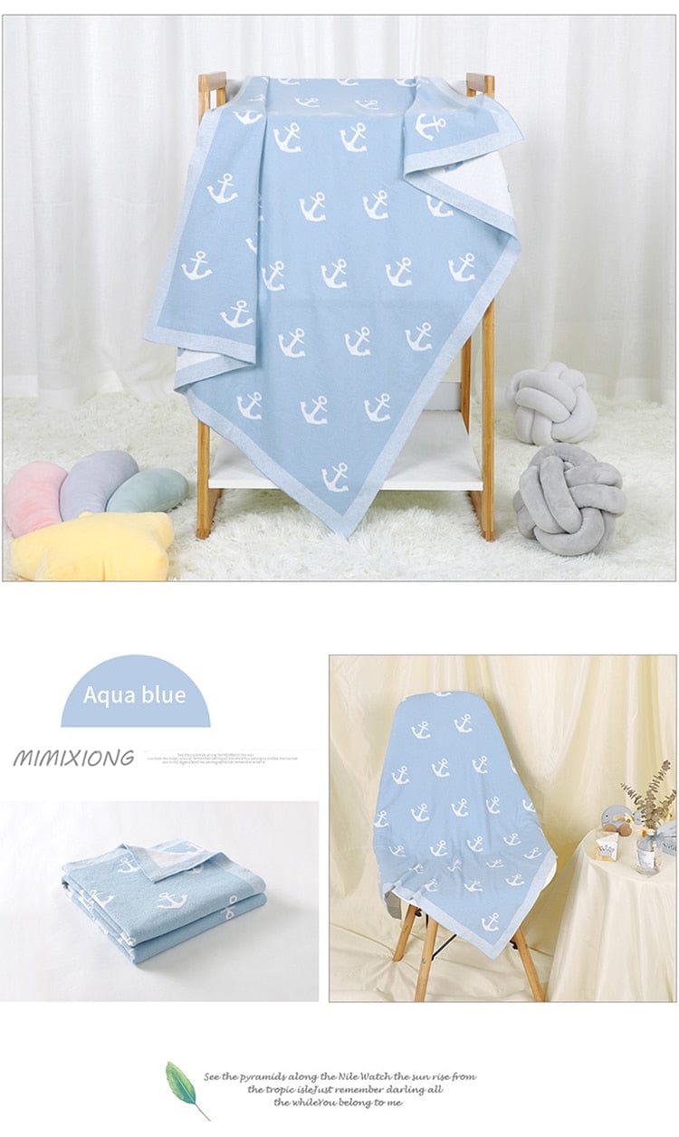 baby blanket "Anchors Away" Cotton Baby Blanket 100 x 80cm -The Palm Beach Baby
