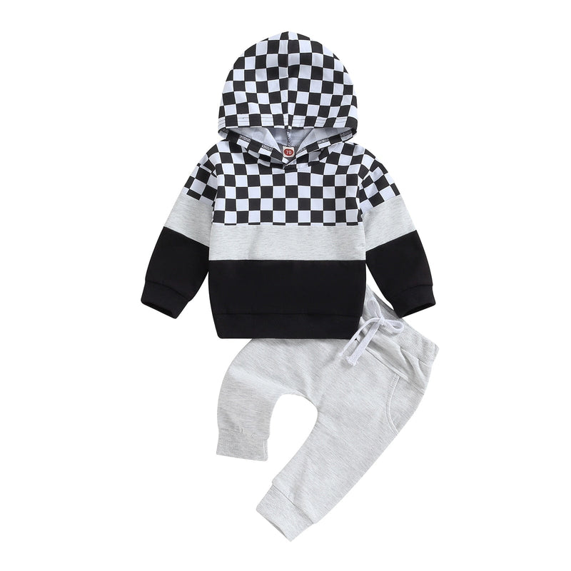 baby clothes Black / 6M Checked 2 PC Warmup Set -The Palm Beach Baby