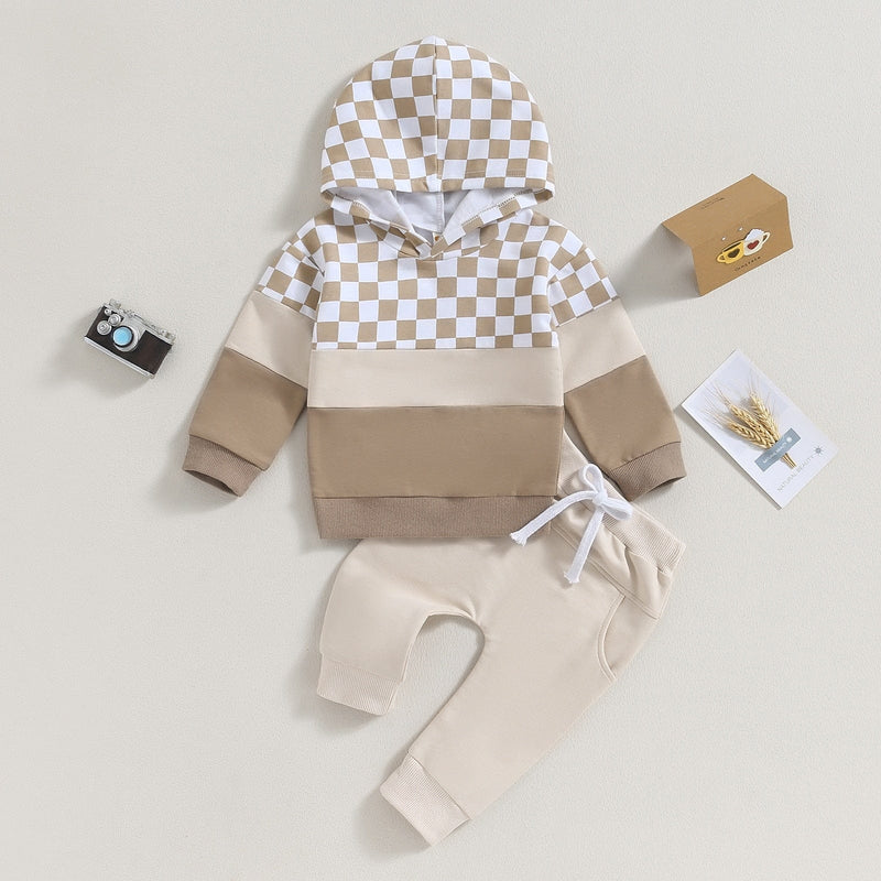 baby clothes "Kayden" Sporty Checked 2 PC Warmup Set -The Palm Beach Baby