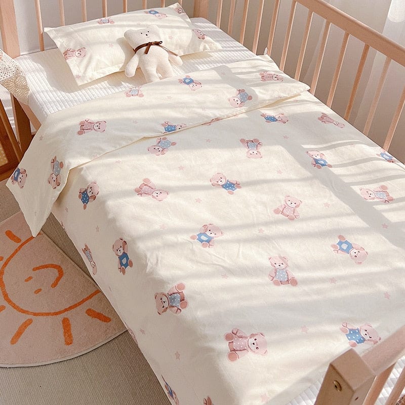 baby crib set 12-3pcs cot beddings / 120cm x 70cm 3PC Organic Cotton Baby Crib Bedding -The Palm Beach Baby