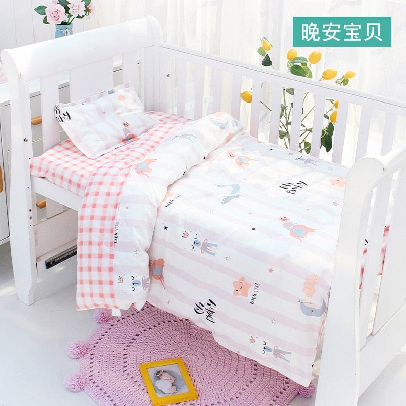 baby crib set 13-3pcs cot beddings / 120cm x 70cm 3PC Organic Cotton Baby Crib Bedding -The Palm Beach Baby