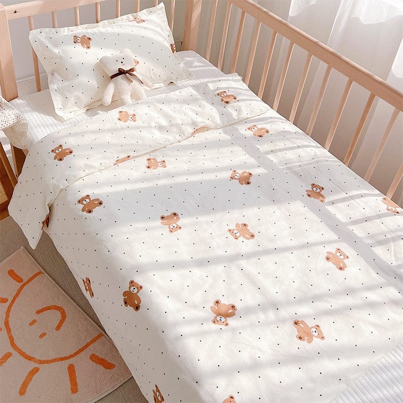 baby crib set 4-3pcs cot beddings / 120cm x 70cm 3PC Organic Cotton Baby Crib Bedding -The Palm Beach Baby