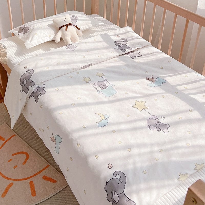 baby crib set 5-3pcs cot beddings / 120cm x 70cm 3PC Organic Cotton Baby Crib Bedding -The Palm Beach Baby