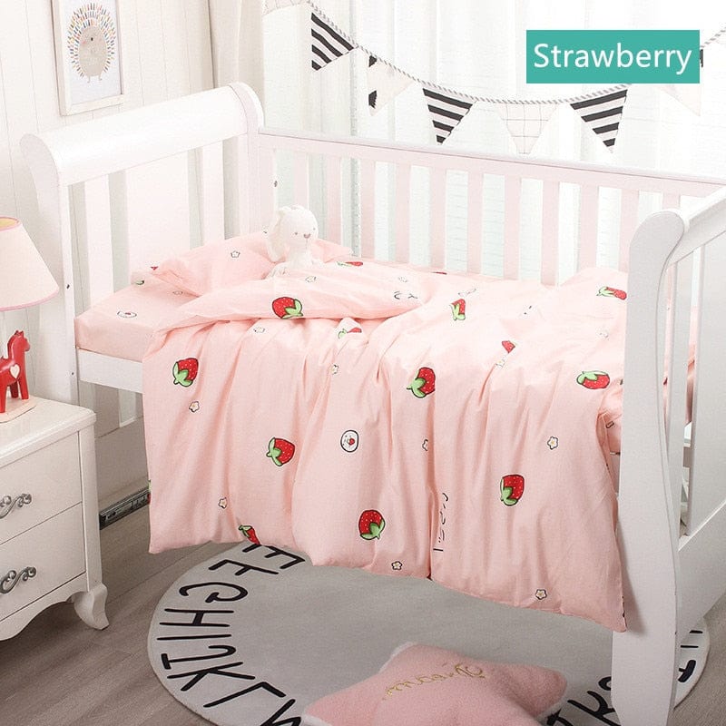 baby crib set STRAWBERRY / 120X100CM Baby-Inspired Print Crib Sets -The Palm Beach Baby