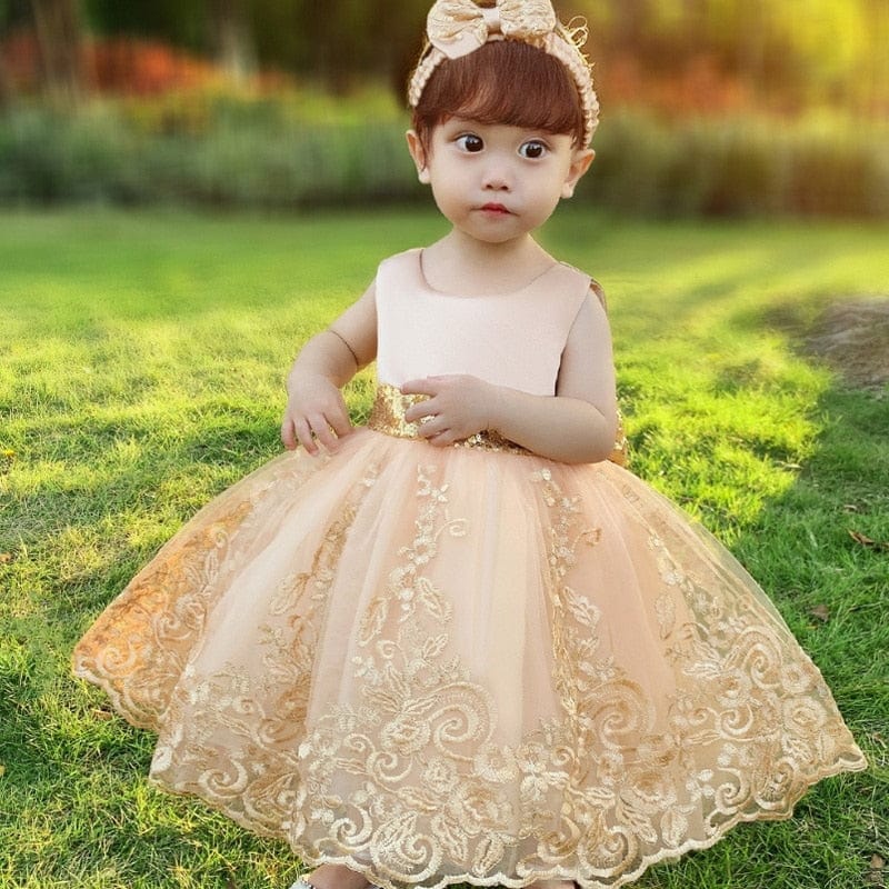 Baby & Kids Apparel 60cm 3-6M / golden 1 / CN "Paisley" Special Occasion Party Dress -The Palm Beach Baby