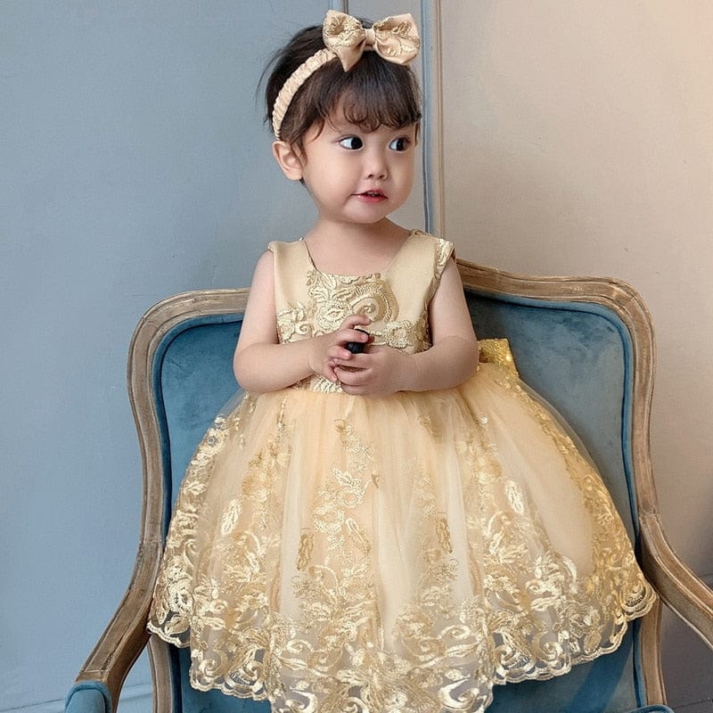 Baby & Kids Apparel 60cm 3-6M / golden 2 / CN "Paisley" Special Occasion Party Dress -The Palm Beach Baby