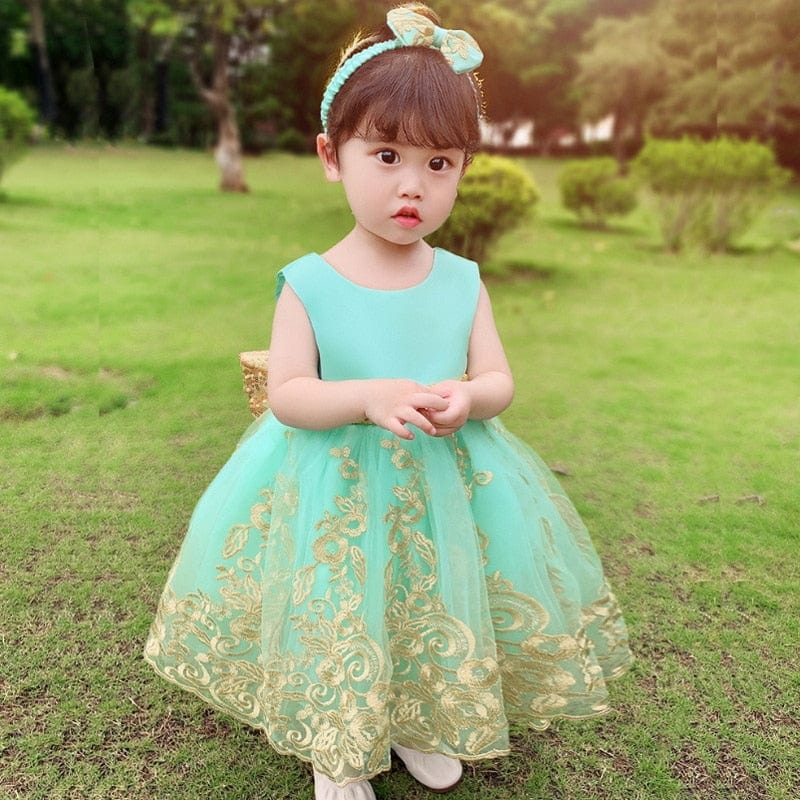 Baby & Kids Apparel 60cm 3-6M / light green 1 / CN "Paisley" Special Occasion Party Dress -The Palm Beach Baby