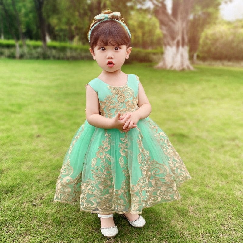 Baby & Kids Apparel 60cm 3-6M / light green 2 / CN "Paisley" Special Occasion Party Dress -The Palm Beach Baby