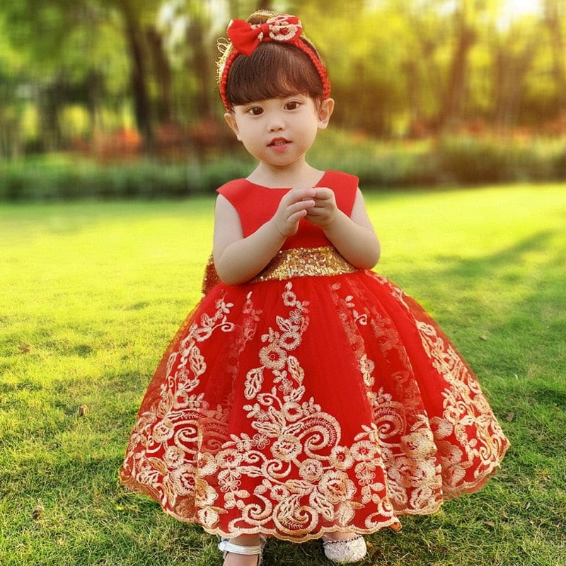 Baby & Kids Apparel 60cm 3-6M / red 1 / CN "Paisley" Special Occasion Party Dress -The Palm Beach Baby