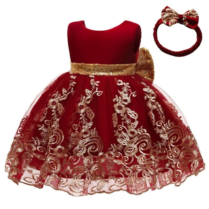 Baby & Kids Apparel 60cm 3-6M / wine red 1 / CN "Paisley" Special Occasion Party Dress -The Palm Beach Baby