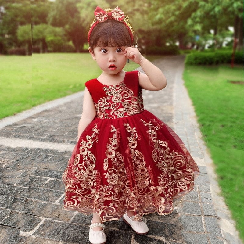 Baby & Kids Apparel 60cm 3-6M / wine red 2 / CN "Paisley" Special Occasion Party Dress -The Palm Beach Baby