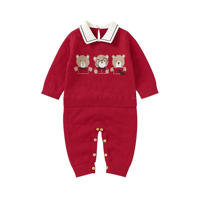 baby kids clothes HD82W1266 / 0-3M Copy of "Beary Sweet" Knit Romper and Matching Blanket -The Palm Beach Baby