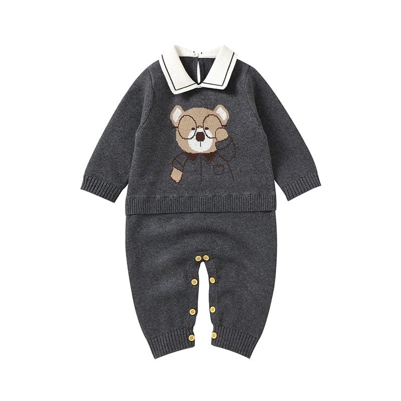 baby kids clothes HD82W1267 1 / 0-3M Copy of "Beary Sweet" Knit Romper and Matching Blanket -The Palm Beach Baby