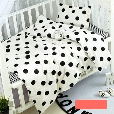 baby's crib bedding set Black dots / 130x100cm (3pcs) 3PC 100% Cotton Baby's Crib Bedding Set -The Palm Beach Baby