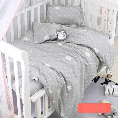 baby's crib bedding set Grey crown / 130x100cm (3pcs) 3PC 100% Cotton Baby's Crib Bedding Set -The Palm Beach Baby
