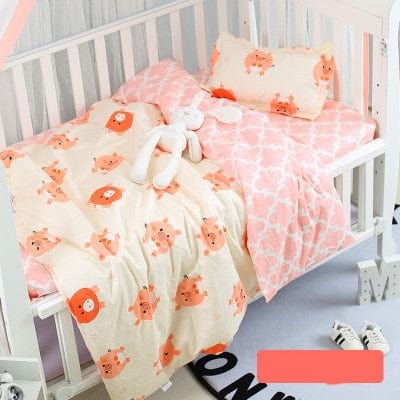 baby's crib bedding set Pig baby pink / 130x100cm (3pcs) 3PC 100% Cotton Baby's Crib Bedding Set -The Palm Beach Baby