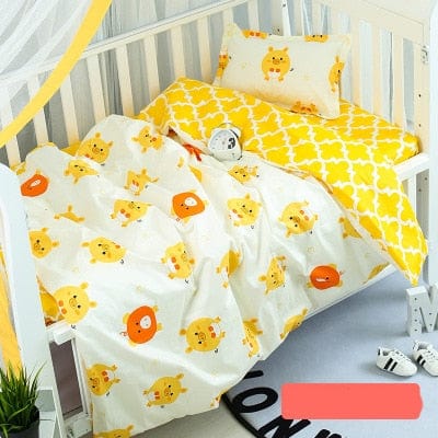 baby's crib bedding set Pig baby yellow / 130x100cm (3pcs) 3PC 100% Cotton Baby's Crib Bedding Set -The Palm Beach Baby