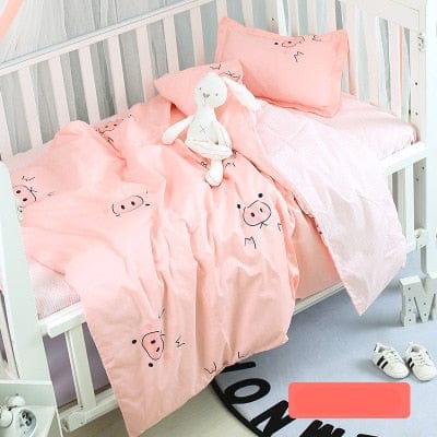 baby's crib bedding set Pink pig / 130x100cm (3pcs) 3PC 100% Cotton Baby's Crib Bedding Set -The Palm Beach Baby