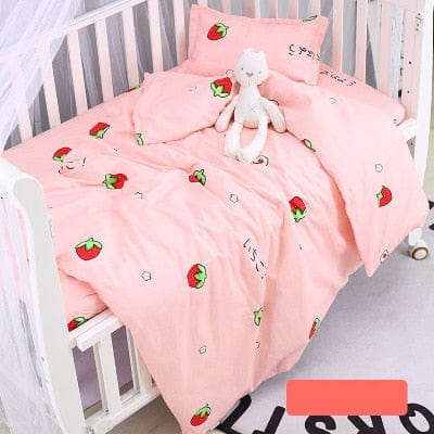 baby's crib bedding set Strawberry / 130x100cm (3pcs) 3PC 100% Cotton Baby's Crib Bedding Set -The Palm Beach Baby