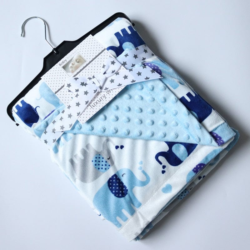 baby shower gift blue elephant / 75x120cm 29.5IN x 47IN Printed Ultra-Soft Baby Blanket -The Palm Beach Baby