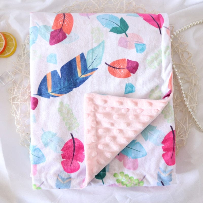 baby shower gift Feather / 75x120cm 29.5IN x 47IN Printed Ultra-Soft Baby Blanket -The Palm Beach Baby