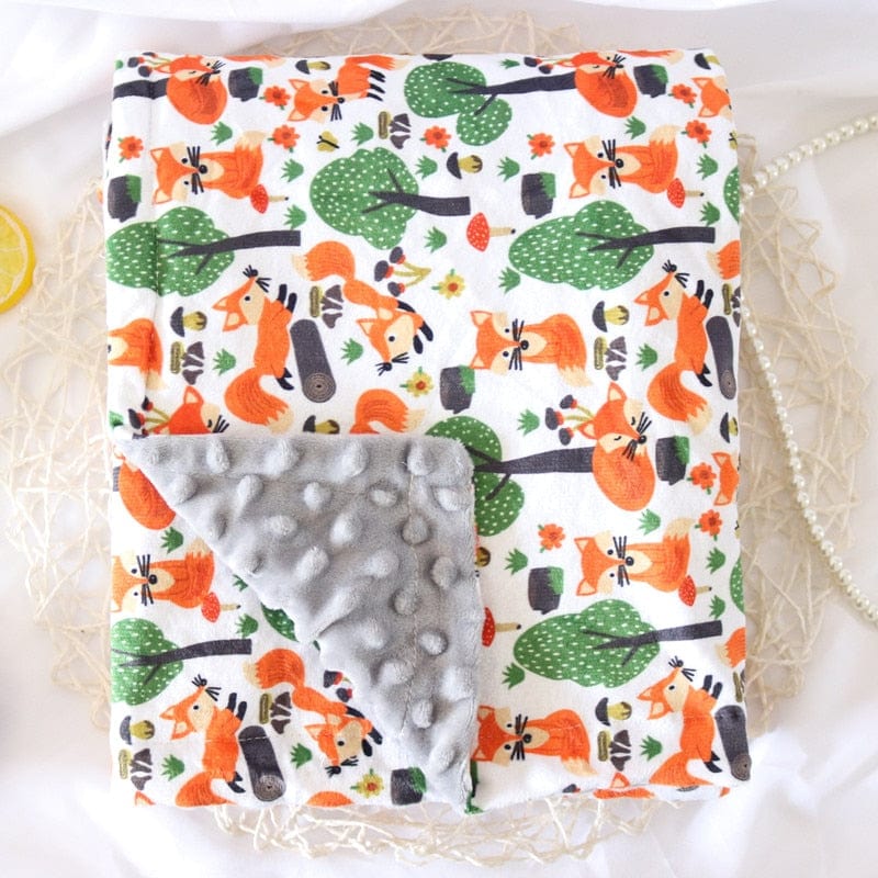 baby shower gift Fox leaves / 75x120cm 29.5IN x 47IN Printed Ultra-Soft Baby Blanket -The Palm Beach Baby