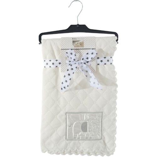 baby shower gift White elephant / 75x120cm 29.5 IN x 47 IN Ultra-Soft Embroidery Baby Blanket -The Palm Beach Baby