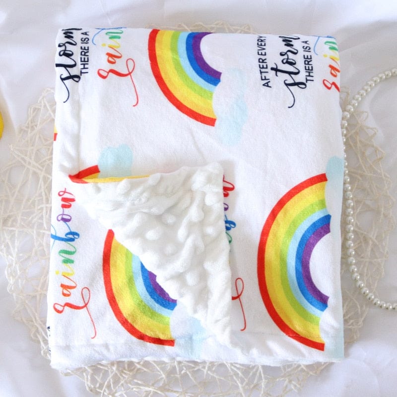 baby shower gift White Rainbow / 75x120cm 29.5IN x 47IN Printed Ultra-Soft Baby Blanket -The Palm Beach Baby
