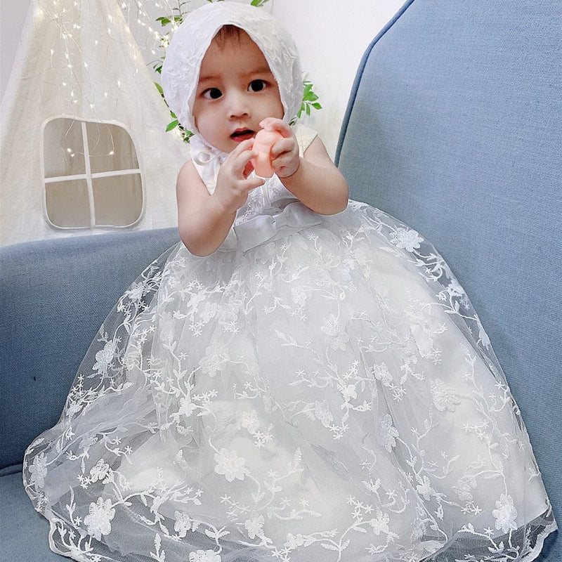 baptism dress "Amelia" Tiered Voile Party Dress -The Palm Beach Baby