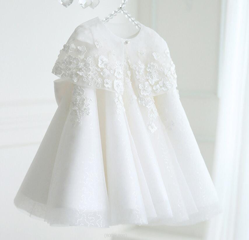 baptism dress "Iris" White Tulle Dress -The Palm Beach Baby