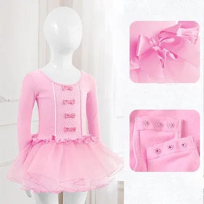 kids and babies clothing 4 bow long sleeve / 105 101cm to 105cm "Little Ballerina" Girls Ballet Dresses - Long-Sleeved -The Palm Beach Baby