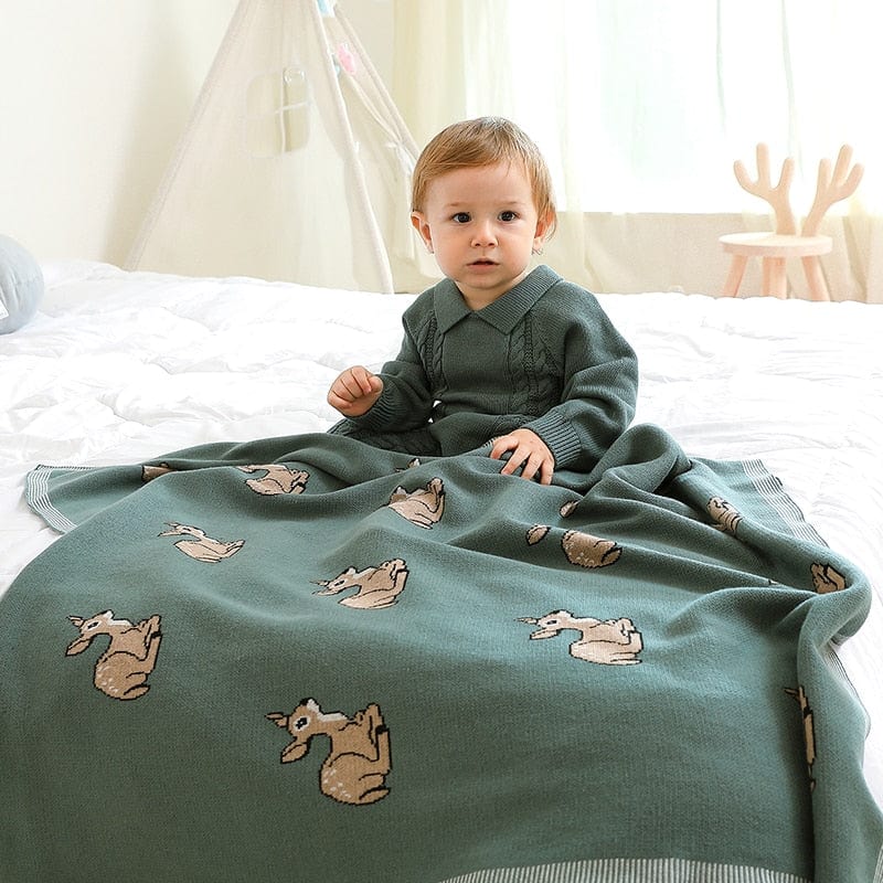 kids and babies Green Cotton Romper and Blanket -The Palm Beach Baby