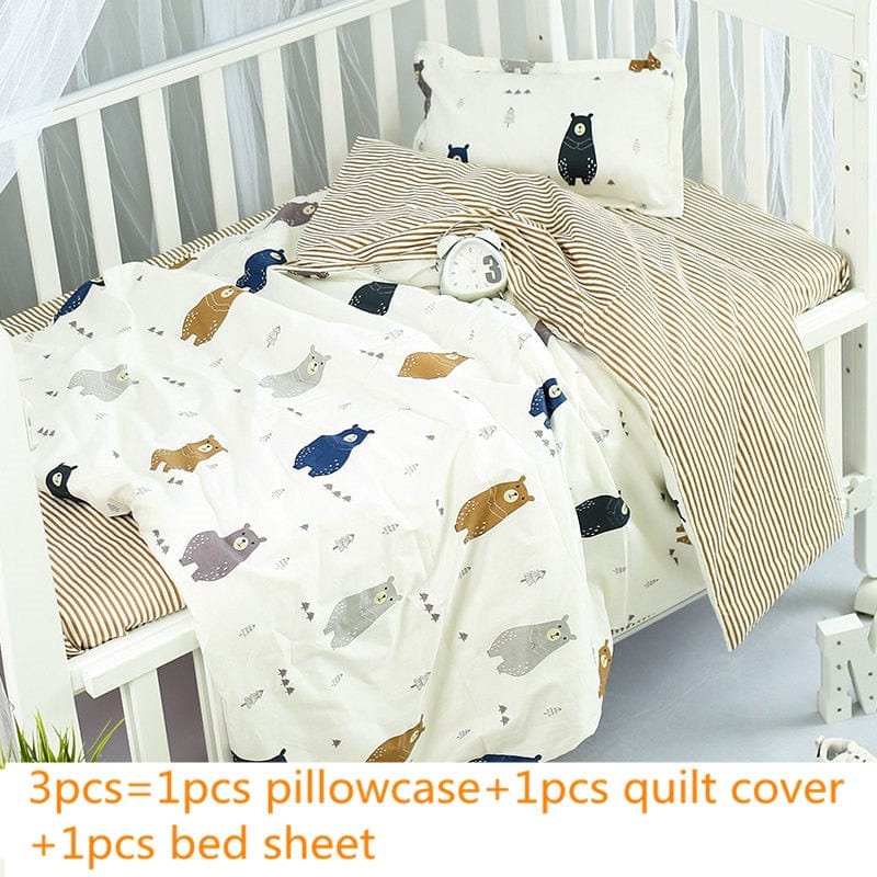 Nursury Crib Sets Beige beiouxiaoxiong Colorful Printed Cotton 3PC Baby's Bedding Set - 5 Styles -The Palm Beach Baby