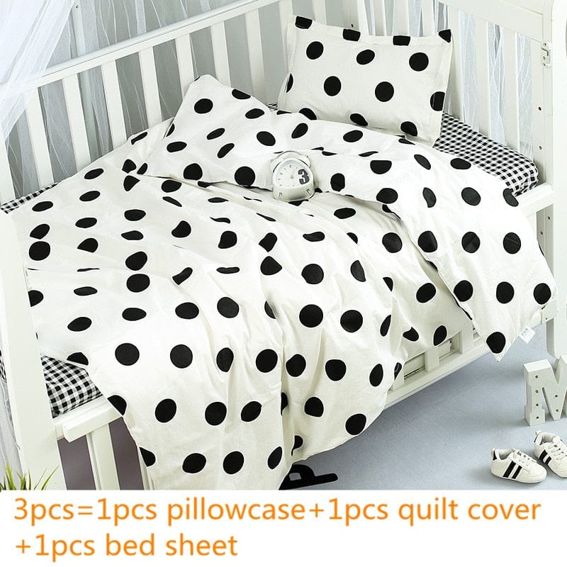 Nursury Crib Sets Black and White Dot dayuandian Cute Cotton 3PC Baby's Bedding Set -The Palm Beach Baby