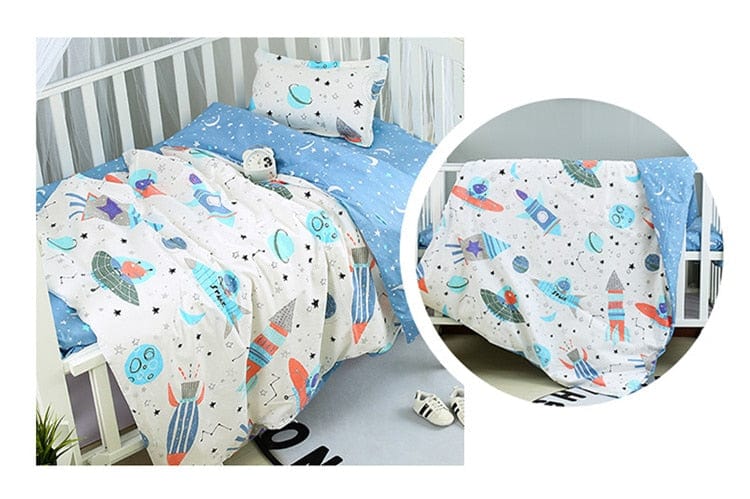 Nursury Crib Sets Colorful Printed Cotton 3PC Baby's Bedding Set -The Palm Beach Baby