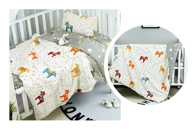 Nursury Crib Sets Horse xiaomuma Cute Cotton 3PC Baby's Bedding Set -The Palm Beach Baby
