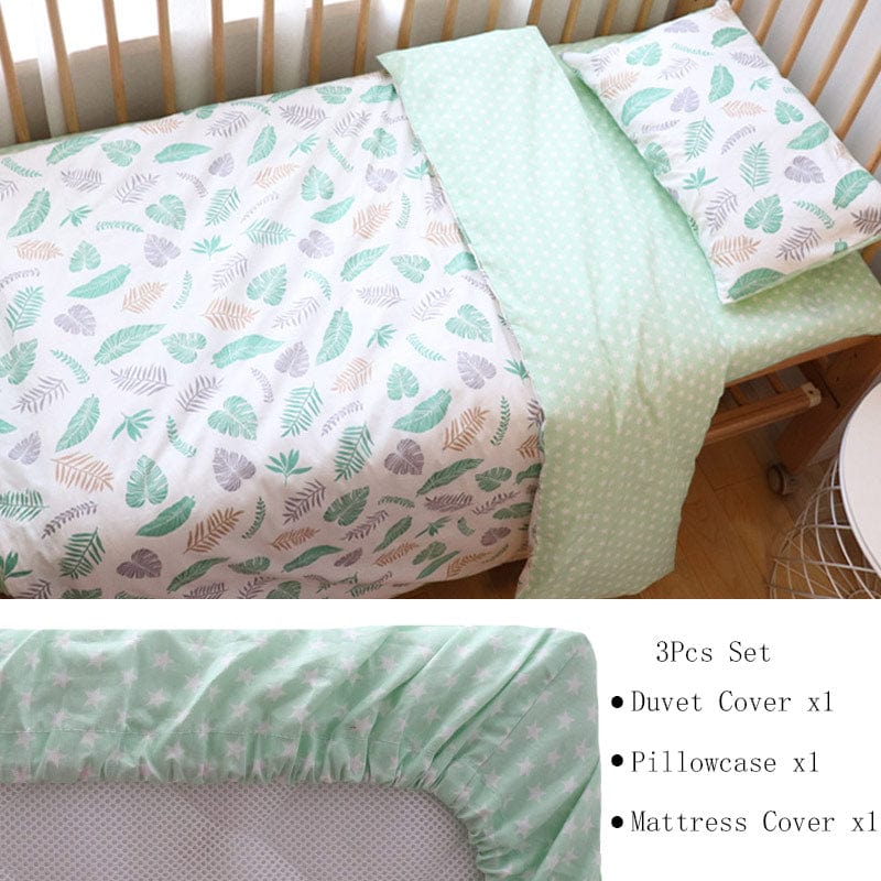 Nursury Crib Sets Leaf Fitted 3PC Nature-Inspired Baby's Bedding Sets -The Palm Beach Baby
