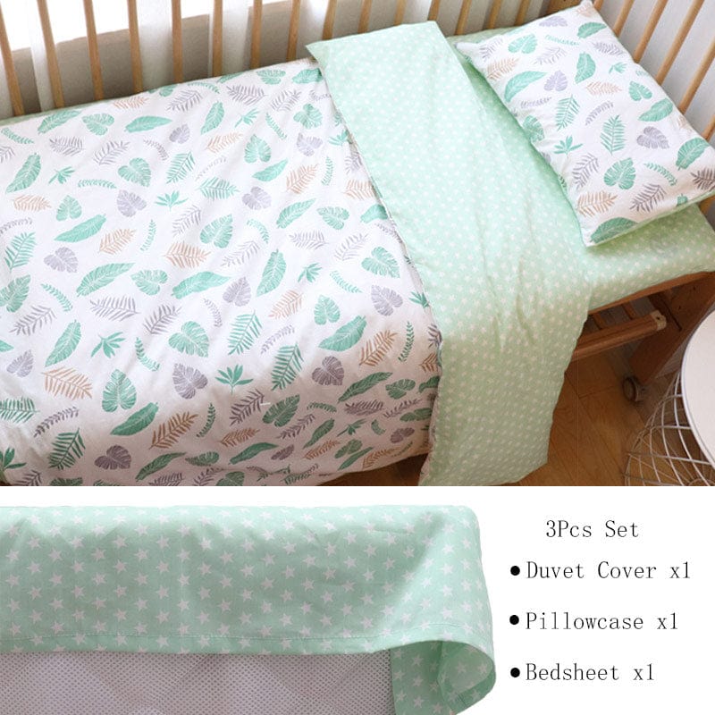 Nursury Crib Sets Leaf Flat 3PC Animal-Inspired Cotton Baby's Bedding Sets -The Palm Beach Baby