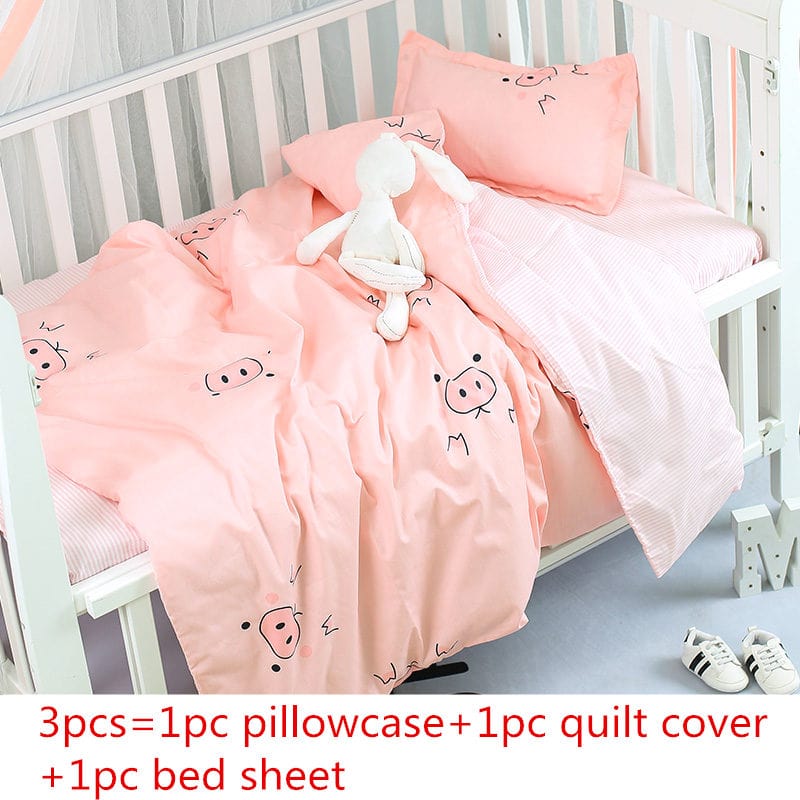 Nursury Crib Sets Pink zhuzhunvhai Cute Cotton 3PC Baby's Bedding Set -The Palm Beach Baby