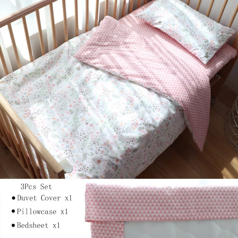 Nursury Crib Sets Swan 3Pcs Flat Copy of Copy of 3PC Cozy-Soft Cotton Baby's Bedding Sets -The Palm Beach Baby