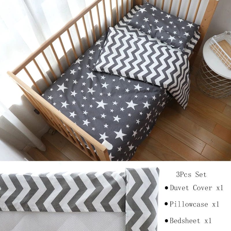 Nursury Crib Sets White Star Flat 3PC Baby's Bedding Sets -The Palm Beach Baby
