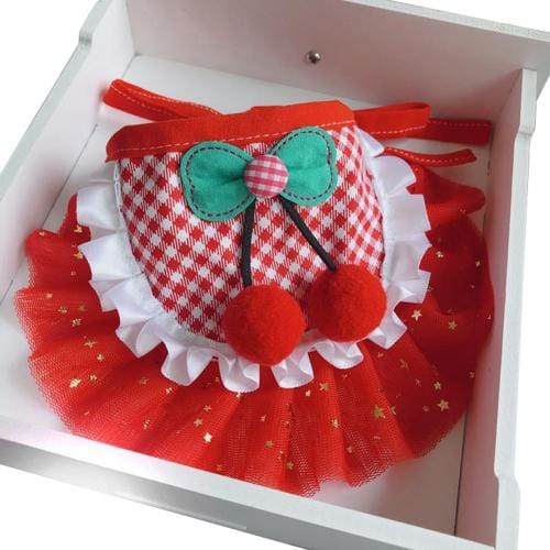 pet accessory XS Red Plaid DIVA Pet Adorable Lace Collar Bib -The Palm Beach Baby