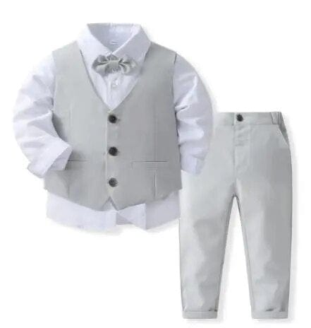 babies and kids Clothing Light Grey / 12M "Julian" Boy's 4 PC  Pants Set -The Palm Beach Baby