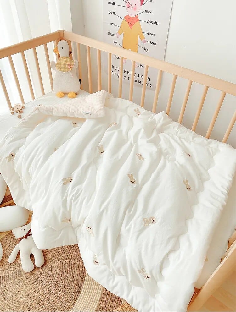 babies blanket beige bunny / 100X120cm thin core Super-Soft Embroidered Children's Comforter -The Palm Beach Baby