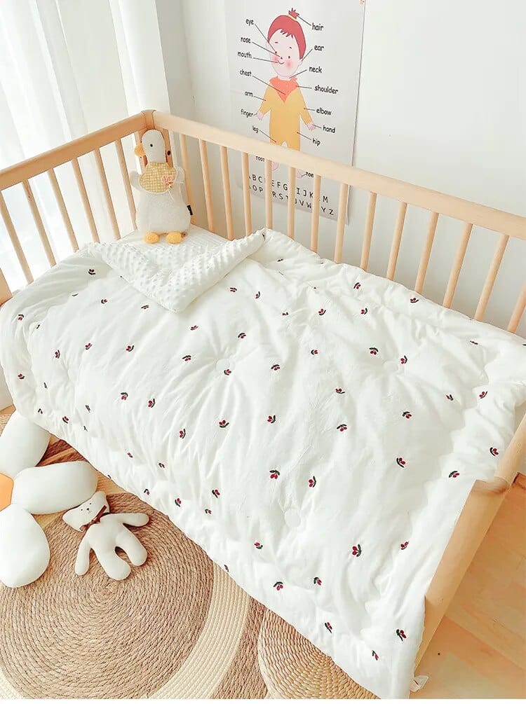 babies blanket cherry / 100X120cm thin core Super-Soft Embroidered Children's Comforter -The Palm Beach Baby